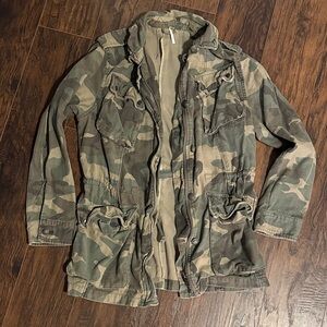 Free People Camo Utility Jacket in Green and Brown